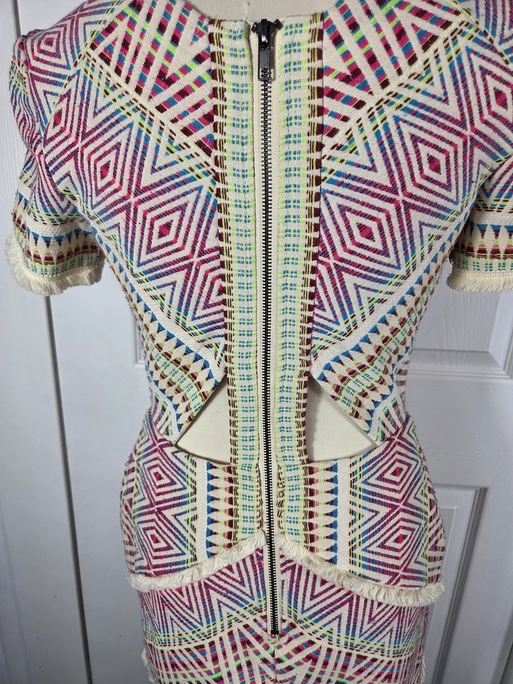 Acler Rae Geometric Fringe Cutout Dress XS